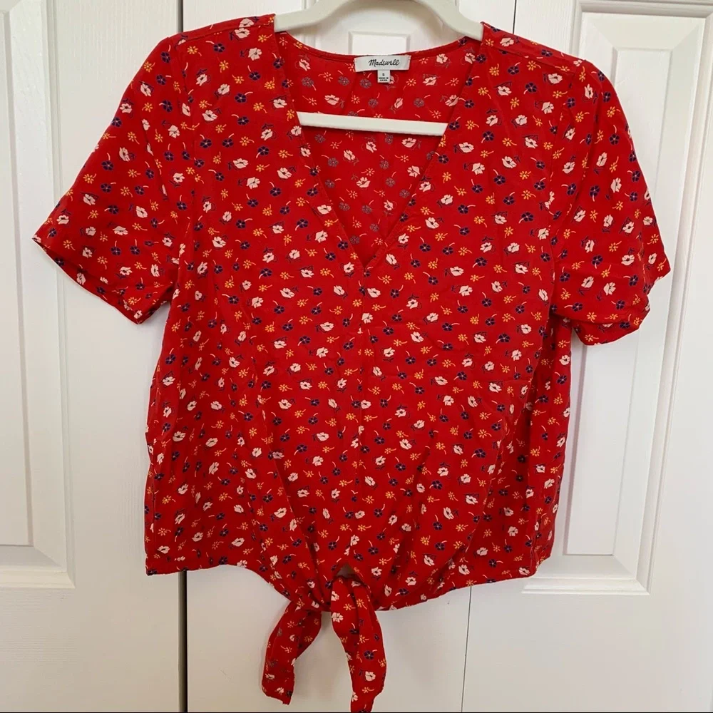 Madewell Novel Tie-Front Top in Prairie Posies - Picture 2 of 4
